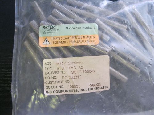 Lot of 50 redivac threaded rods non-vented 4 vacuum a2 stainless 1.5 x 80 mm m10 for sale