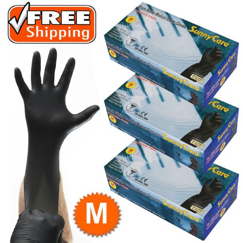 300pcs 5mil Black Nitrile Exam Gloves Powder-Free (Latex Vinyl Free) Size:Medium