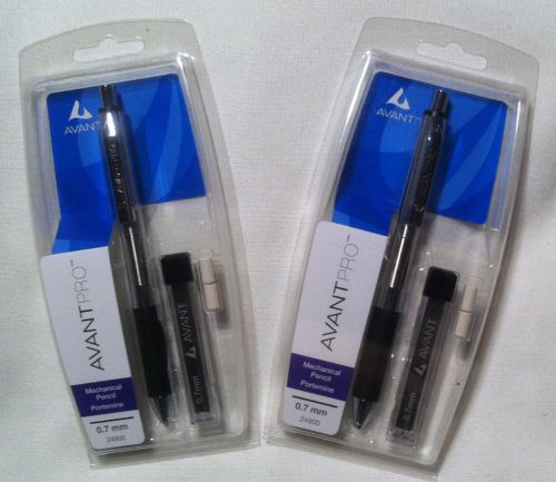 AvantPro Mechanical Pencils 0.7mm w/10 lead refills &amp; 2 eraser refills - 2 Packs