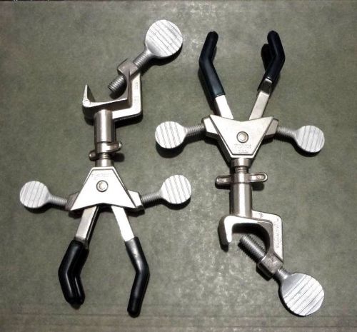 (2) Three Finger Condenser Clamps - Fully adjustable - Fisher Castaloy # 05-769Q