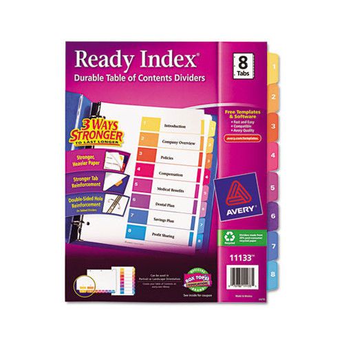 Avery Ready Index Contemporary Table of Contents Dividers in Multi 8 Set of 2