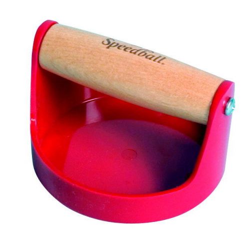 Speedball hardwood handle plastic round baren for block printing, 4 inch, red for sale