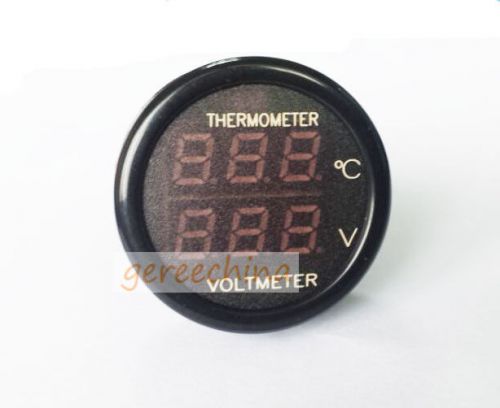 RED digital Voltmeter 12V 24V Cigarette Lighter Thermometer voltage panel meter