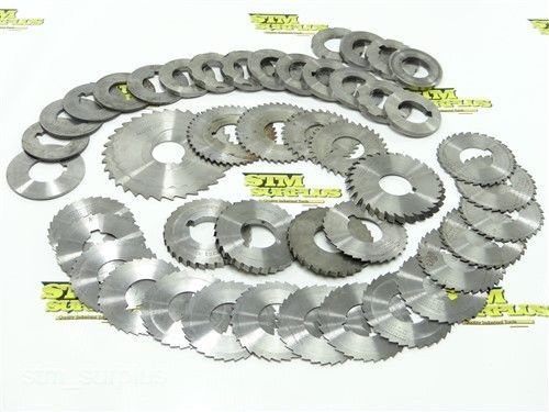 26 HSS SLITTING AND SLOTTING SAWS 2-7/16&#034; TO 4&#034; WITH 1&#034; BORE &amp; LOT OF SPACERS