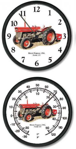 New 1964 MASSEY FERGUSON Model 135 Tractor Clock and Thermometer Set 10&#034; on Soil