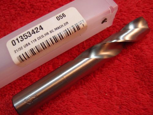 New quality made in usa 21/32&#034; hss screw machine length drill 118° point for sale