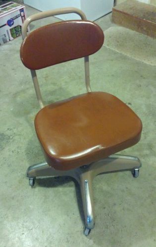 Vintage Industrial Cosco Brown Rolling Office Chair Propeller Retro