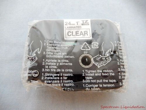 NIB Brother TZ-151 TZ Tape Clear 24mm 1&#034; Black Ink Laminated Label Tape Cassette