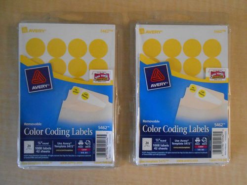 2 PACKSAvery Yellow Removable Color Coding Labels 5462, 3/4&#034; Round, Pack of 1008