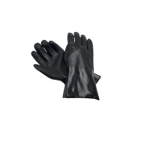 Dozen Pairs of Large Standard Double Dipped PVC Gloves, Black, Sandy, 6522S