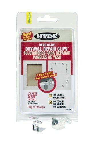Hyde tools 9043 5/8-inch bear claw drywall repair clip, 50-pack for sale