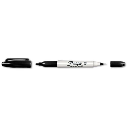 Sharpie Twin Tip Permanent Black Marker 2 BOXES OF 12 TOTAL 24 MARKERS