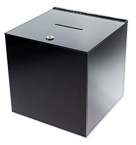SourceOne Small 6 Inch Premium Black Acrylic Ballot Box Donation Box Cube