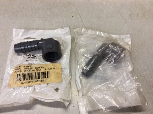 (2)LASCO FITTINGS INC 1407-005BC INSERT 1/2 IN POLY #61844