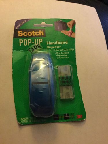 Scotch 3M Popup Tape Dispenser with 75 Tape Strips Handband 96-G New