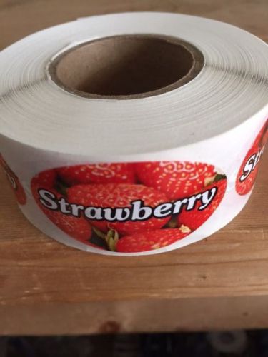 1.25&#034; x 2&#034; strawberry labels 500 per roll great stickers for sale