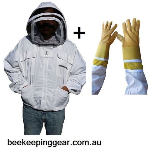 Beekeeping jacket bee keeping jacket heavy duty &amp; cow hide ventilated gloves for sale