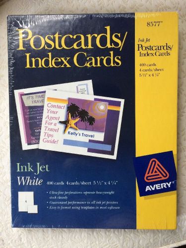 AVERY 8577 post index cards 400 cards white Ink Jet 5.1/2&#034; X 4.1/4&#034; New Sealed
