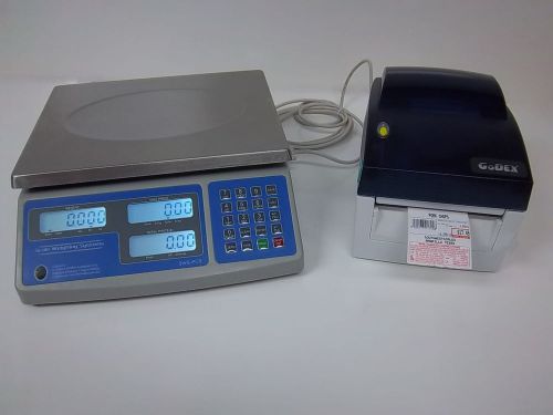 Sws-pcs-60 lb price computing scale-lbs,kgs,ozs w/godex dt4 barcode printer 8040 for sale