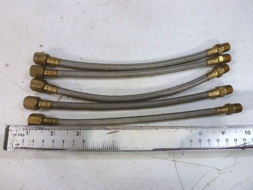 stainless steel braided hose 10&#034; Long 1/4&#034; brass male/female adaptors