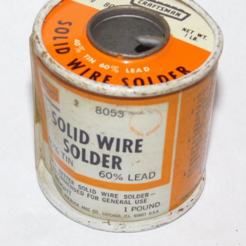 VINTAGE SEARS CRAFTSMAN 1LB SOLID WIRE SOLDER 60% LEAD FULL ROLL