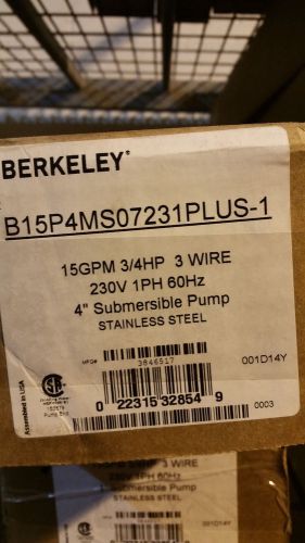 Berkeley 3/4 hp 15 gpm pump pack submersible pump, motor, &amp; control box for sale