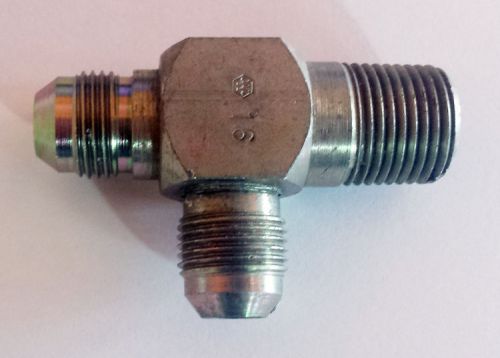 Male branch tee hydraulic fitting 3/8 jic x 3/8 jic x 1/2 npt for sale