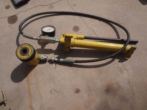 Enerpac rch 202 - 20ton hollow cylinder 2&#039; stroke and p39 10,000psi manual pump for sale