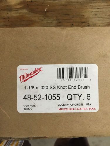Milwaukee 1-1/8-Inch Knotted End Brush 48-52-1055 Stainless Steel Wire Box Of 6
