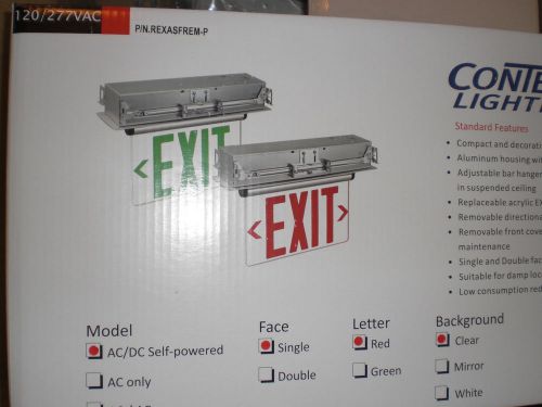 3 NEW ConTech RED LED Edge Lit EXIT SIGN Battery Back up NIB Ceiling/Wall Mount