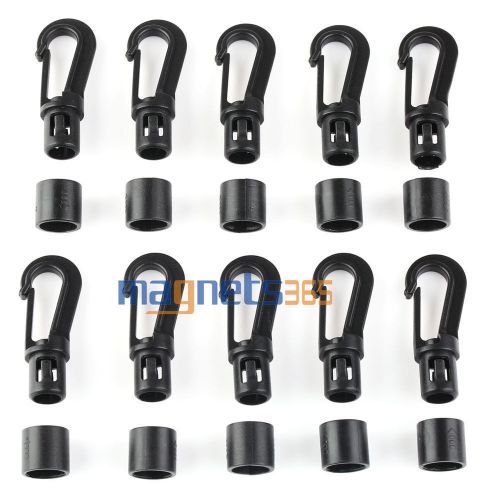 10pcs Shock Cord End Hooks for 8mm Bungee Cord Elastic Cord Black Pack of
