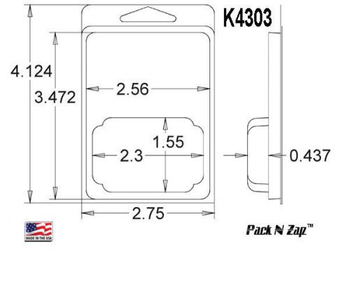 K4303: 875 - 4&#034;H x 3&#034;W x 0.4&#034;D Clamshell Packaging Clear Plastic Blister Pack