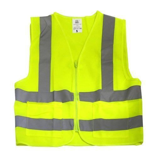 Neiko High Visibility Neon Yellow Zipper Front Safety Vest 2 Side Pocket Large