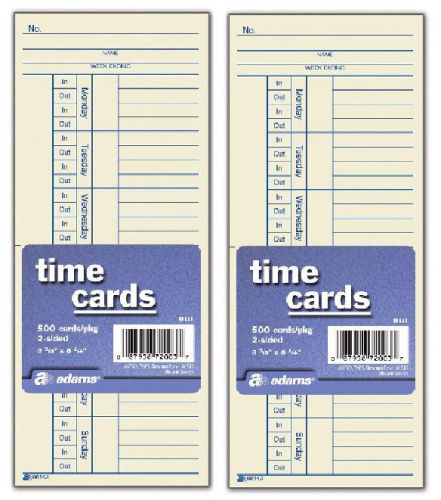 1000 Time Cards Punch Employee Payroll Amano clock 2 Sided Adams 9664A  2 x 5000