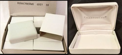 Charter Club Grey Soft Faux Leather Hinged Jewelry Gift Box Lot of 10