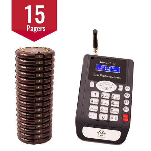 MMCALL 15 Restaurant Coaster Pager / Long Range Guest Wireless Paging System