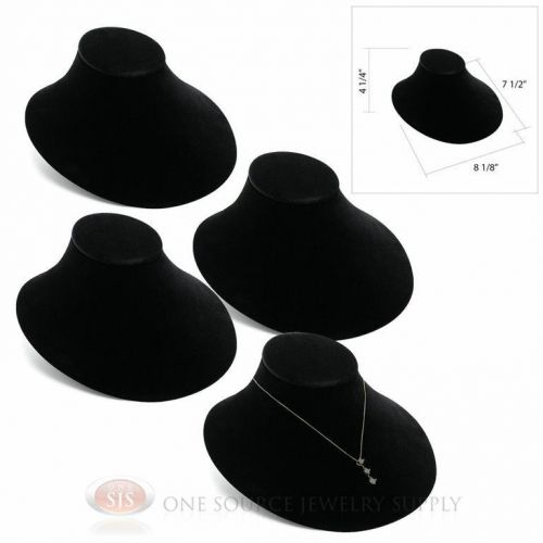 (4) 8 1/8&#034;W x 7 1/2&#034;D Lay-Down Black Velvet Necklace Neckform Jewelry Bust