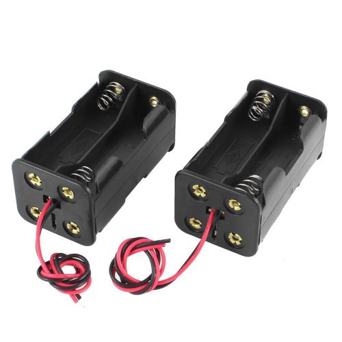 2 pcs dual layers black plastic 4 x aa 6v battery case wired w8 for sale