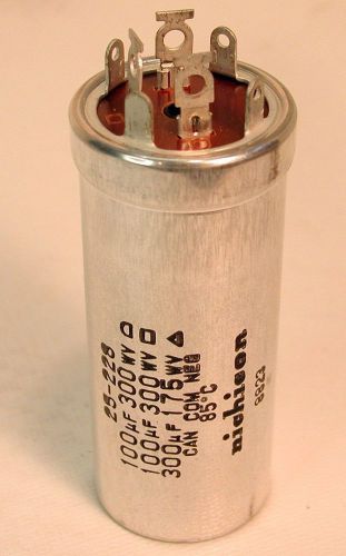 Nichicon can electrolytic capacitor : 100 / 100 / 300uf @ 300 / 300 / 175v nos for sale