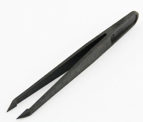 5pcs Anti-Static Black Plastic Tweezers Short Sharp 93307