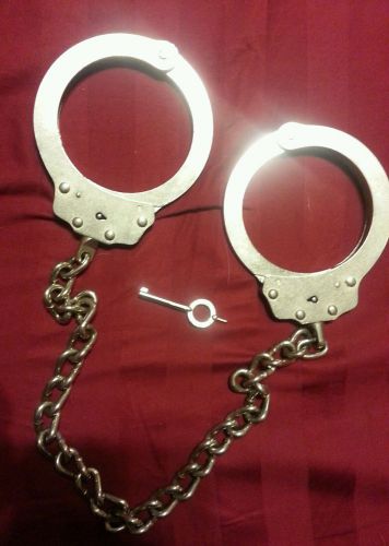 Peerless m703 nickel police leg irons prison restraints usa made bondage cuffs!! for sale