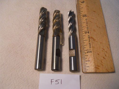 3 new 3/8&#034; shank hss end mills. 4 fl. 11/32&#034; slightly under / over sized usa f51 for sale