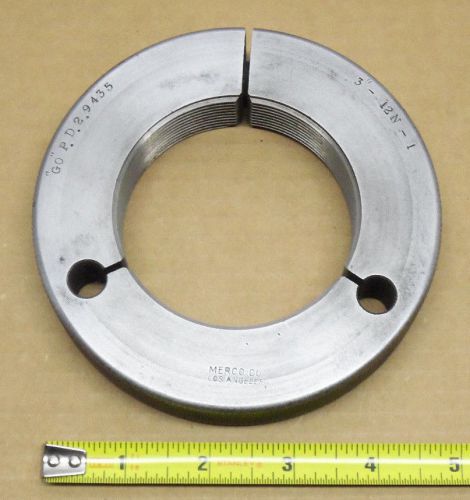 THREAD RING GAUGE 3&#034;-12N-1 GO PD 2.9435 GAGE *** FREE SHIPPING USA *** #A774