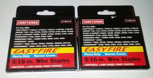 2 Craftsman Easy Fire Heavy Duty 5/16 Wire Staples 2000 Total Narrow Crown