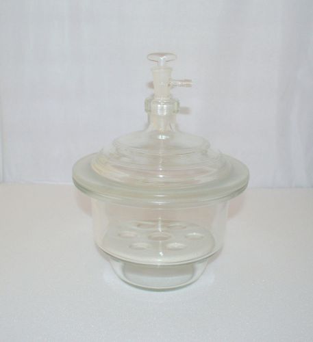 Glass Vacuum Desiccator 150mm (6&#034;) w/ Porcelain Plate Lab Dryer Desiccation Jar