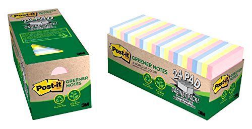 Post-it Greener Notes, 3 in x 3 in, Helsinki Collection, 24 Pads/Cabinet Pack (6