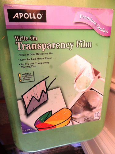 Apollo Premium Quality WO100CB Write-On Transparency Film 8-1/2&#034;x11&#034;100/BX Clear