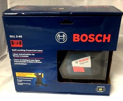 Bosch gll 2-45 self-leveling cross-line laser level w/ a mounting device *new* for sale