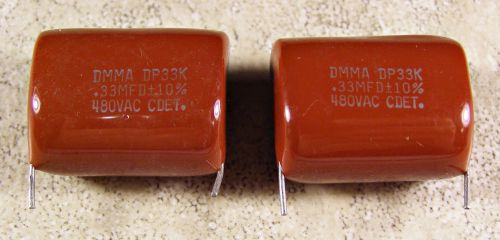 2 Cornell Dubilier DMMA .33uf 480VAC Metallized Polyester Film Capacitors NOS