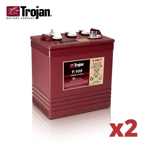 Set of 2 Trojan T-105 6V 225Ah Deep Cycle Batteries for Floor Scrubbers